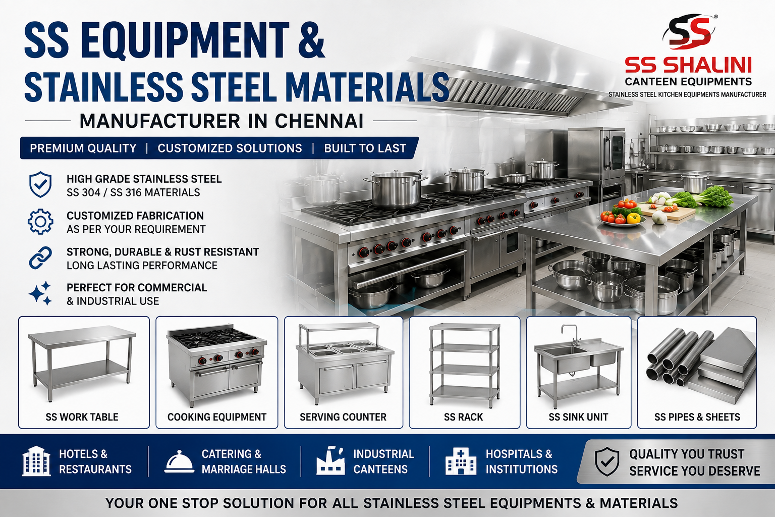 SS Commercial Kitchen Equipment Manufacturer in Chennai for Hotels and Restaurants - Commercial Kitchen Equipment Chennai